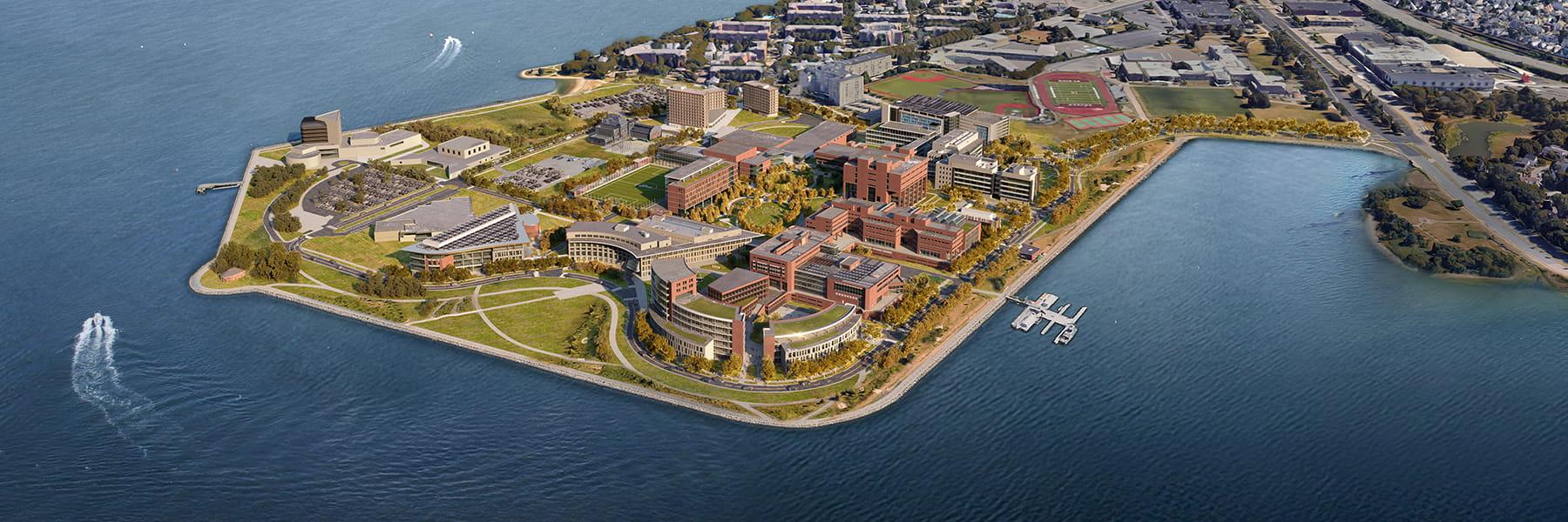 aerial umass boston.